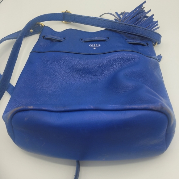 Fossil Jules Tassel Drawstring women's Bucket Bag, Sapphire - Picture 11 of 15